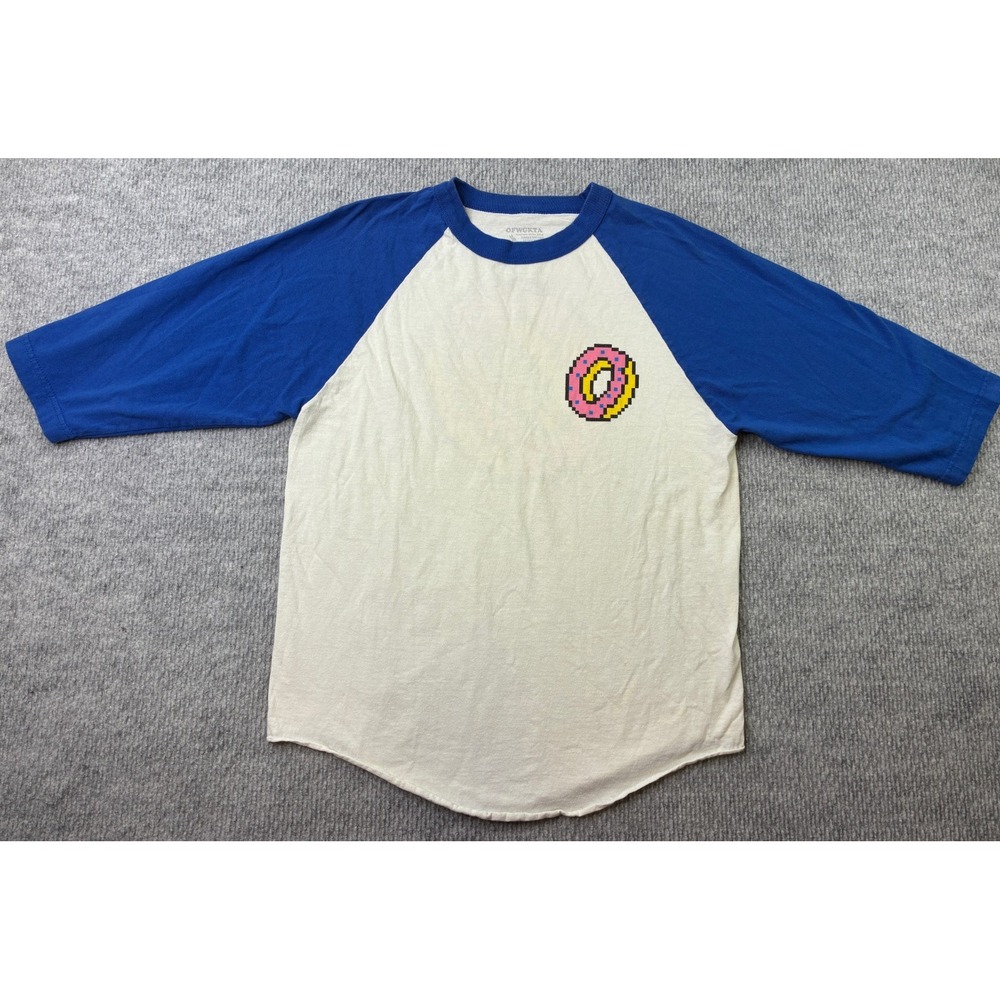 OFWGKTA Odd Future Donut Logo Raglan Baseball Shirt Mens M Blue White Tyler Era